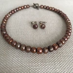 NWOT Pearl Necklace and Earring Set